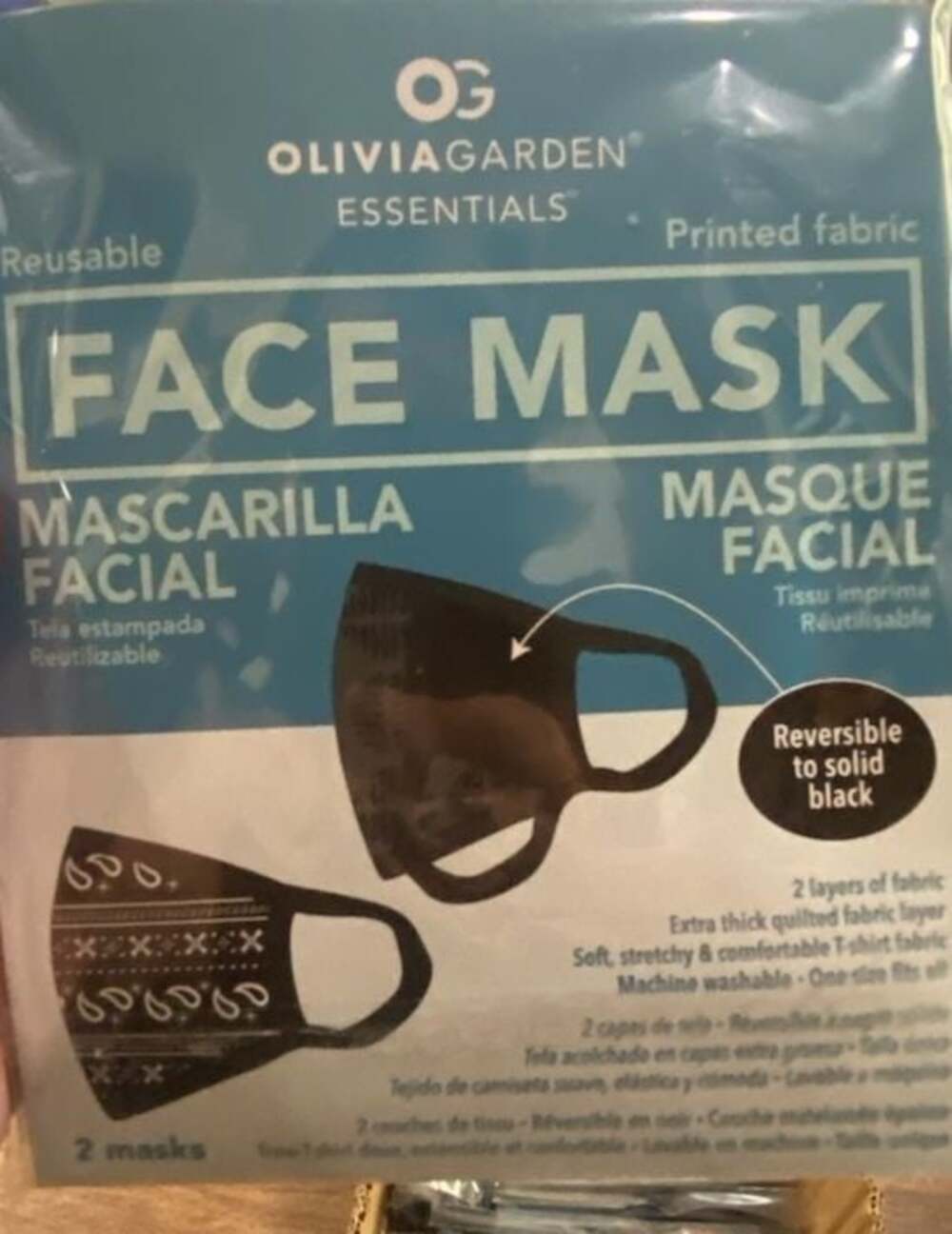 Olivia Garden Essentials Reusable Printed Fabric Face 5 X Mask 2-Pack
